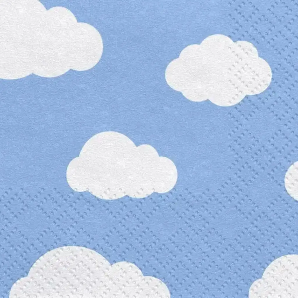 Lichtblauwe papieren handdoek met wolkenpatroon (set van 20)