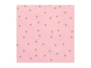 Roze papieren handdoek met gouden ster patroon (set van 20)