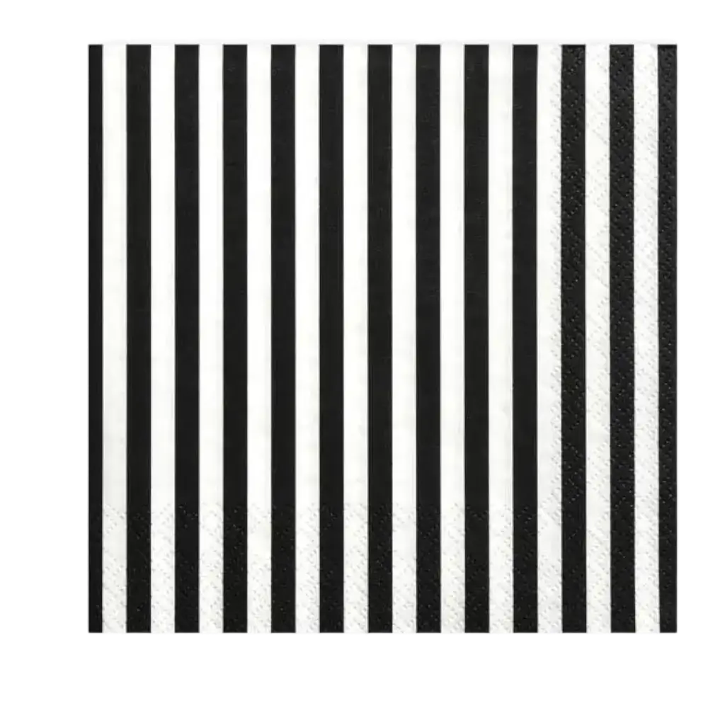 Zwart-wit gestreepte papieren handdoekjes (set van 20)
