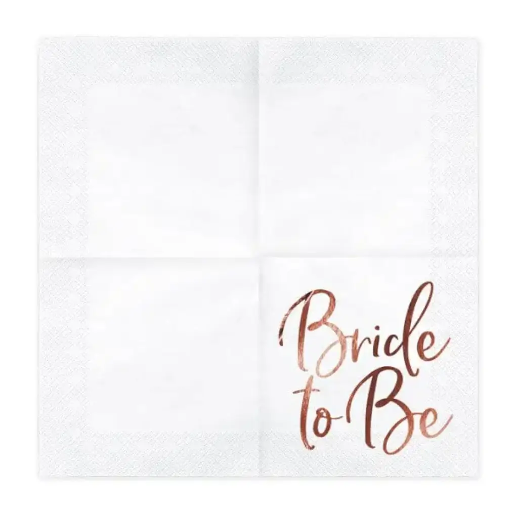 Bride to Be wit papieren handdoekje (set van 20)