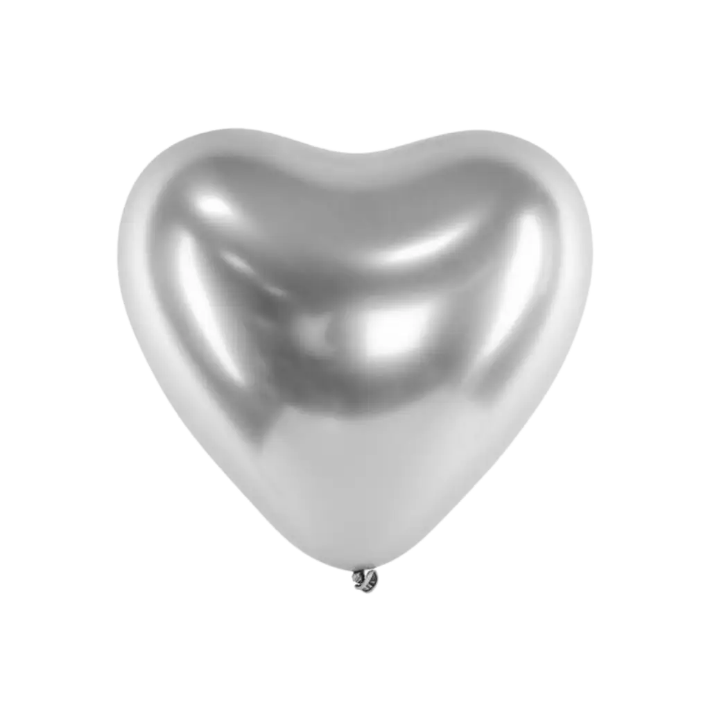 Set van 50 zilveren hart ballonnen