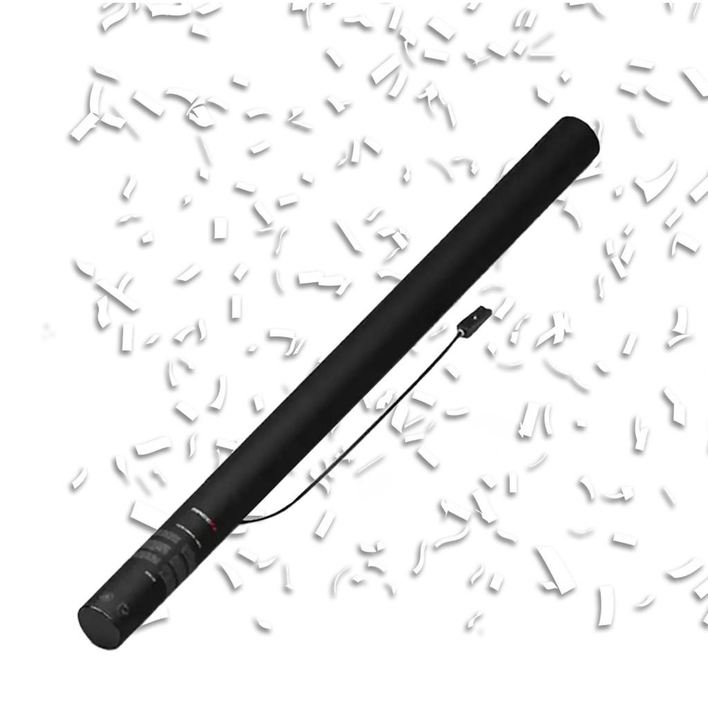 Wit elektrisch confetti pistool 80 cm 100% biologisch afbreekbaar