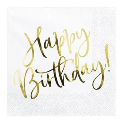 Gelukkige Verjaardag Gouden Papieren Servetten (Set van 20)