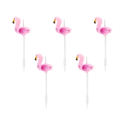 Roze flamingokaars (set van 5)