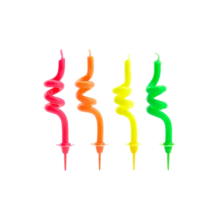 4 gemengde gekrulde verjaardagskaarsen (8cm)