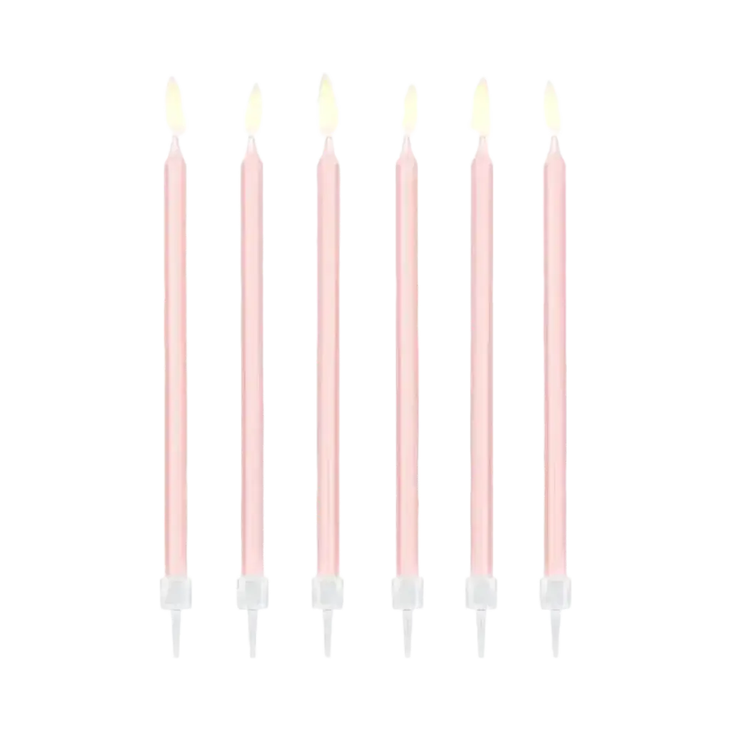 12 lichtroze verjaardagskaarsen (14cm)
