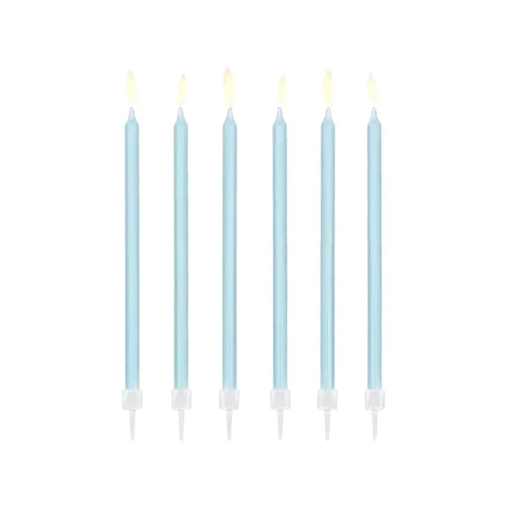 12 verjaardagskaarsen lichtblauw (14cm)