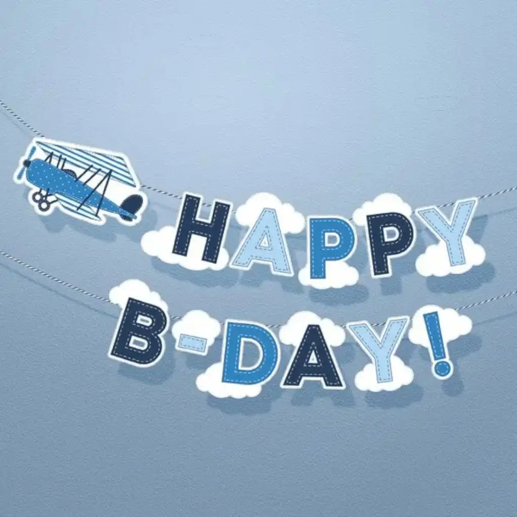 Gelukkige Verjaardag Aviateur slinger blauw