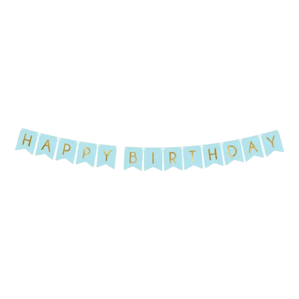 Gelukkige Verjaardagslinger blauw met gouden opschrift