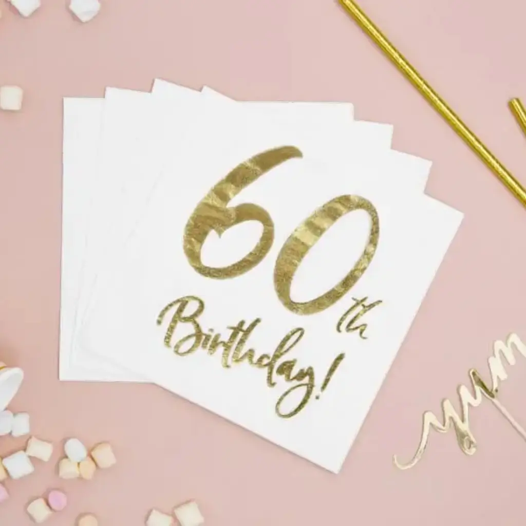 Papieren servet 60e verjaardag (set van 20)