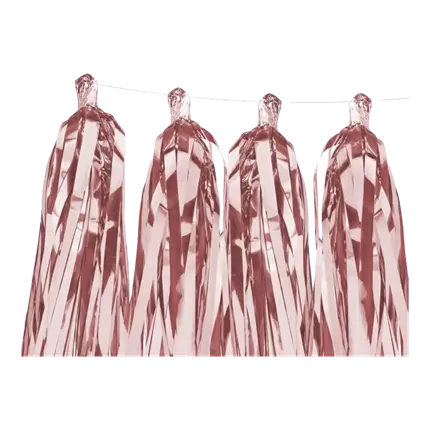 Kwastenslinger roze goud 12 pompons