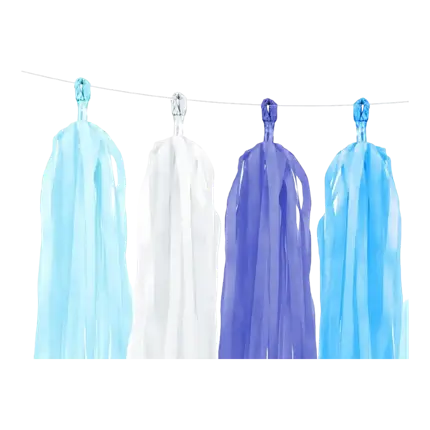 Blauwe kwastenslinger 12 pompons