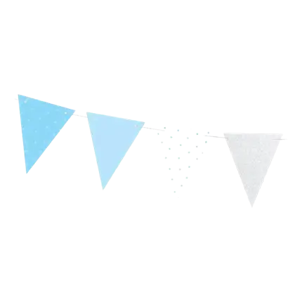 Blauwe papieren slinger met motieven