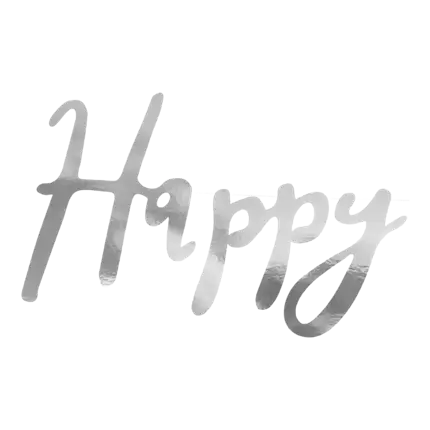 Gelukkige Verjaardag Slinger Zilver