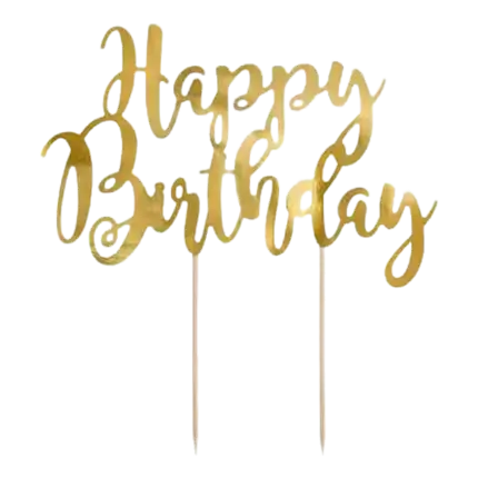 Gelukkige verjaardagstaart decoratie goud