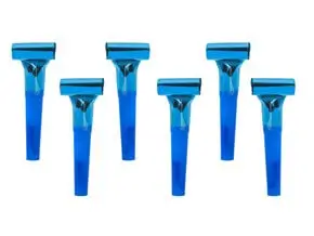 Set van 6 blauwe fluitjes