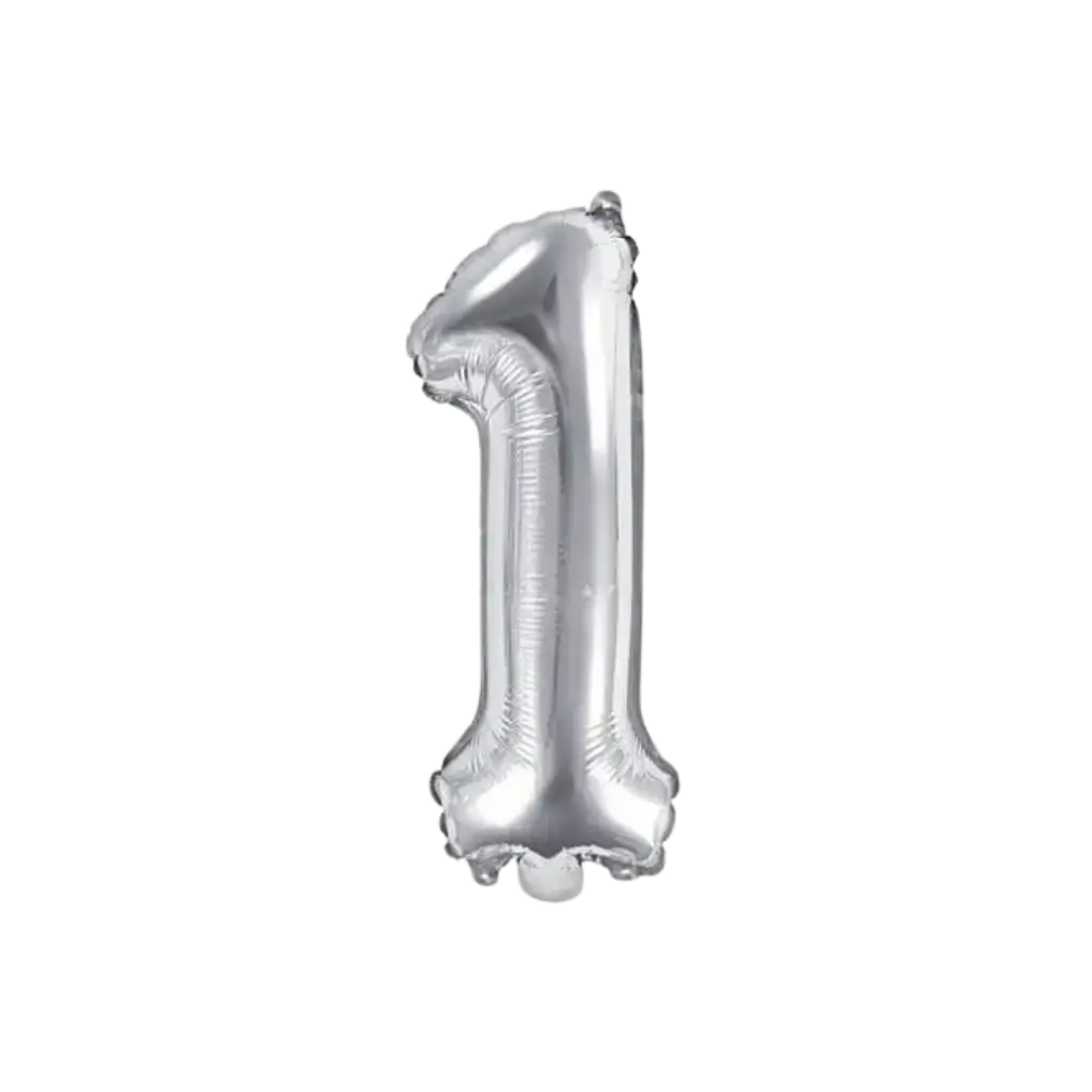 Verjaardagsballon Nummer 1 Zilver 35cm
