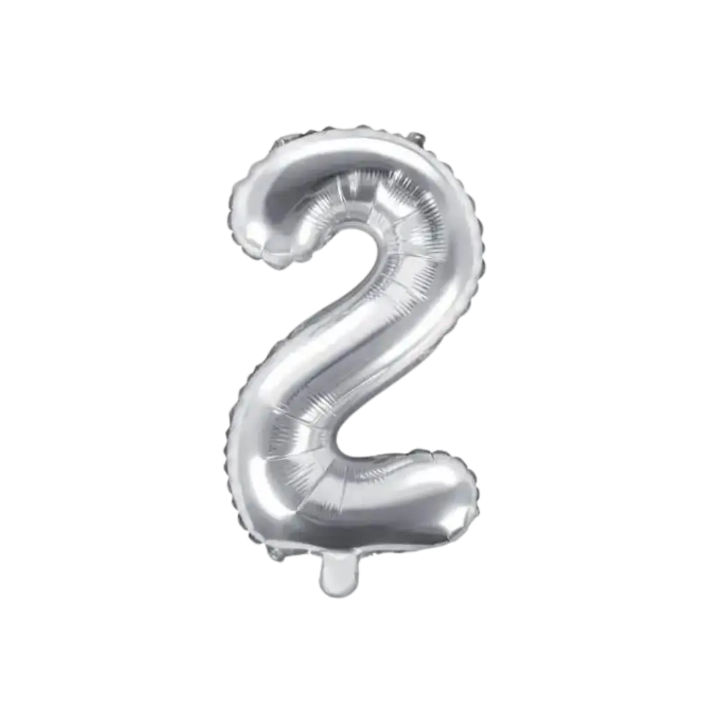 Verjaardagsballon nummer 2 Zilver 35cm