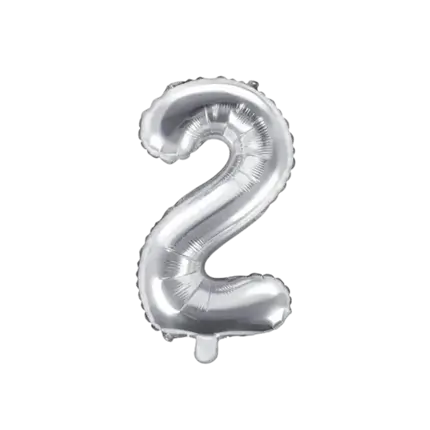 Verjaardagsballon nummer 2 Zilver 35cm