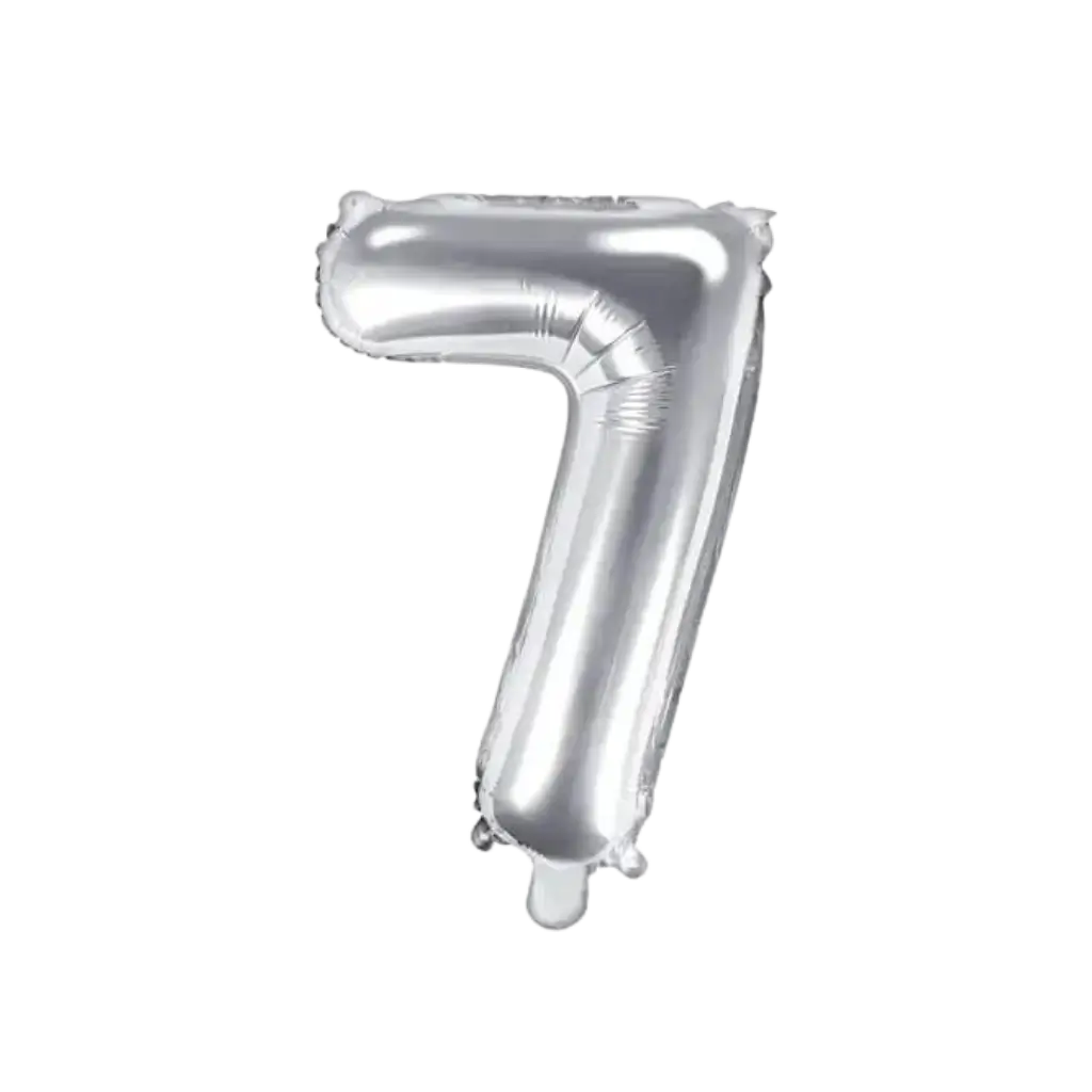 Verjaardagsballon nummer 7 Zilver 35cm