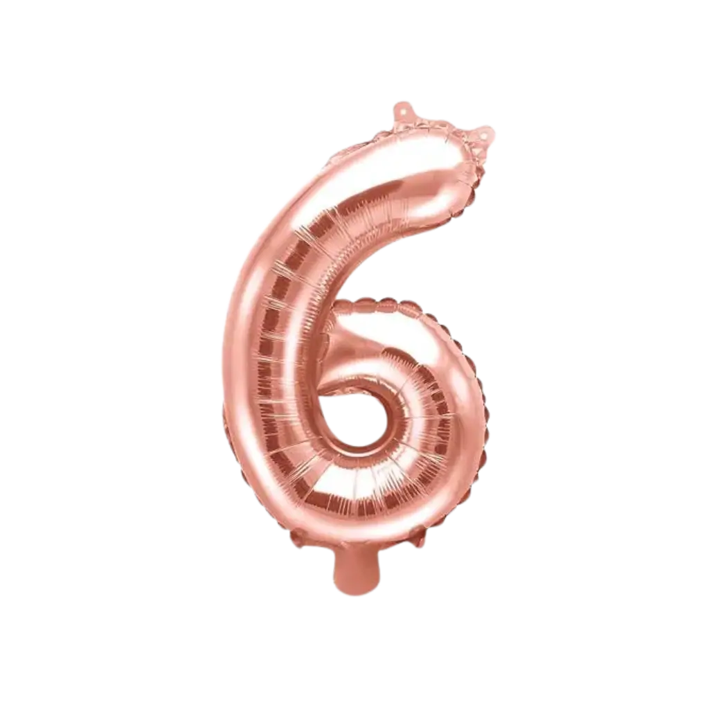 Verjaardagsballon nummer 6 Roségoud 35cm