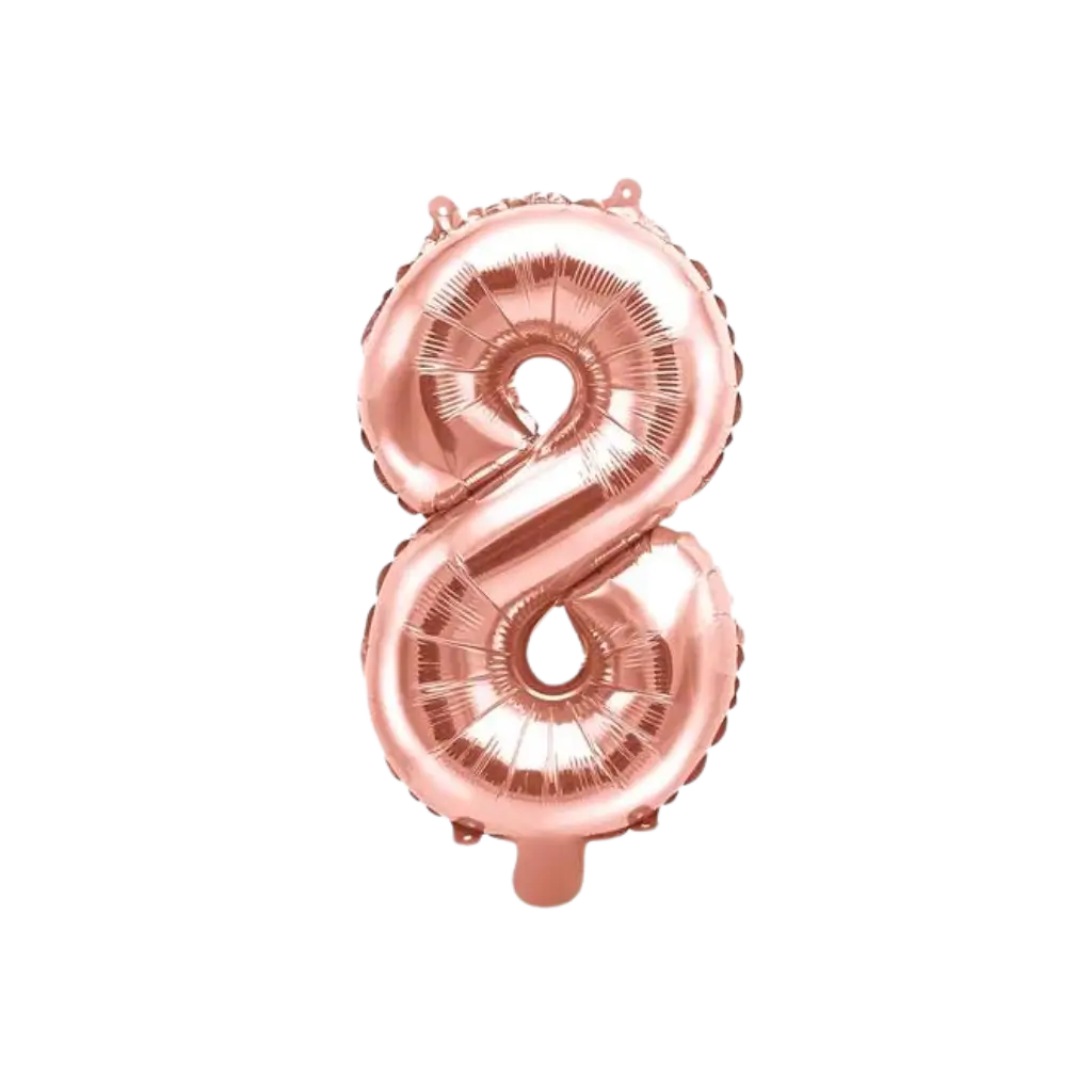 Verjaardagsballon nummer 8 roségoud 35cm