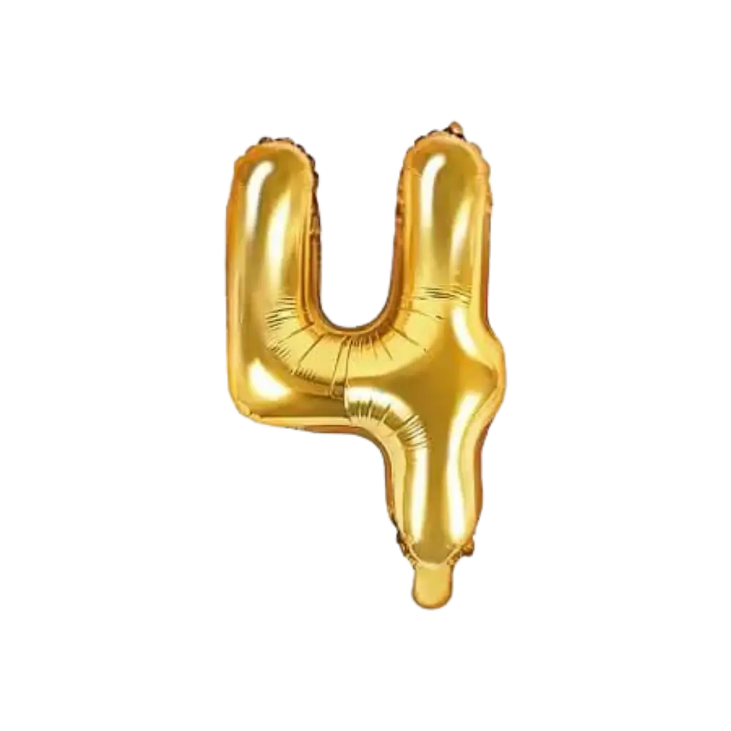 Verjaardagsballon nummer 4 goud 35cm