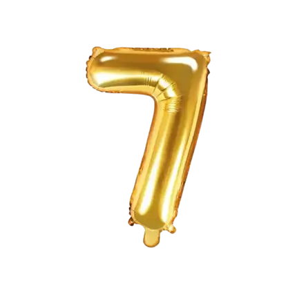 Verjaardagsballon nummer 7 goud 35cm