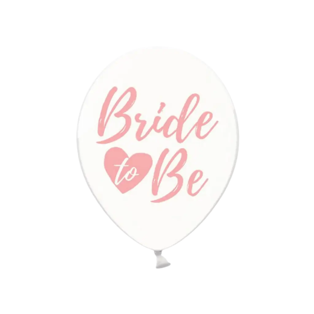 6 transparante ballonnen met BRIDE TO BE roze