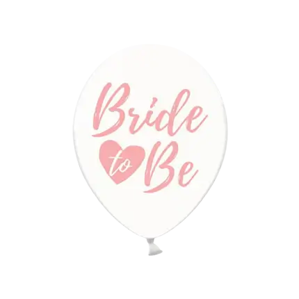 6 transparante ballonnen met BRIDE TO BE roze