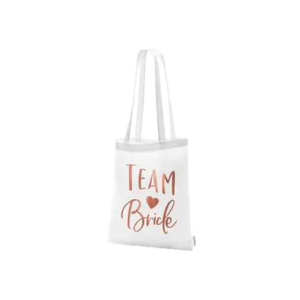 Katoenen tas met TEAM BRIDE opschrift roze goud