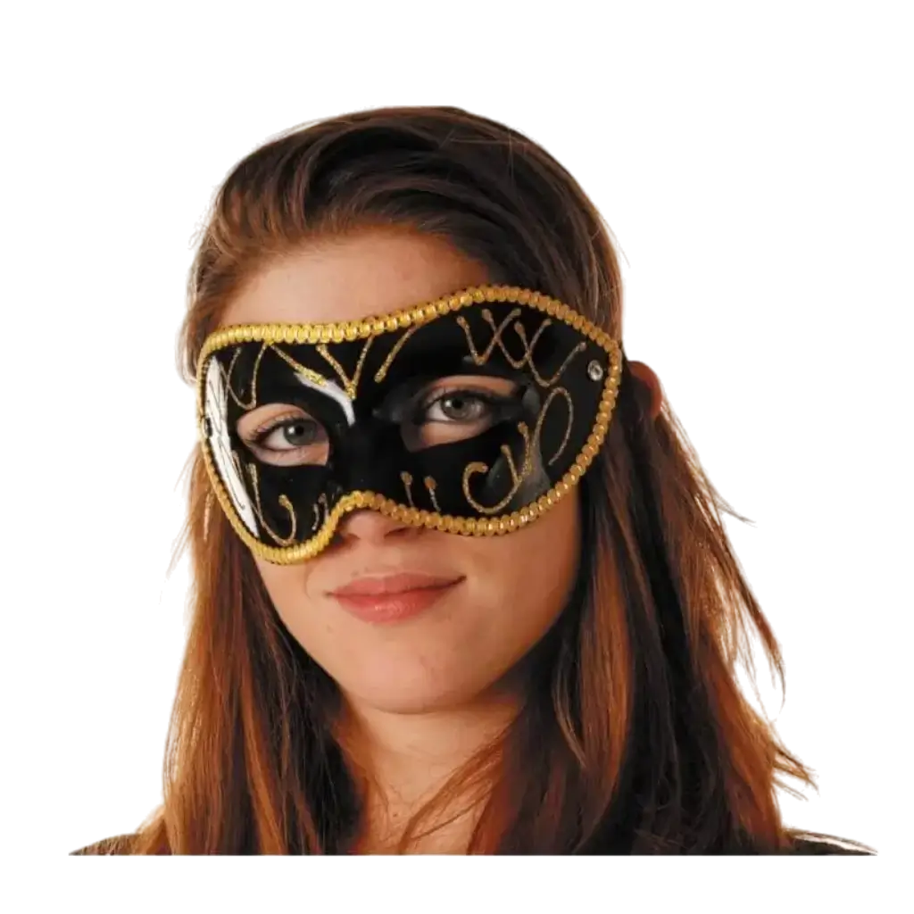 Zwart en gouden Venetiaans masker