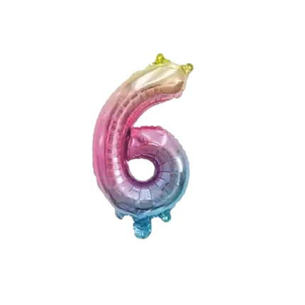 Verjaardagsballon Nummer 6 Regenboog 36cm
