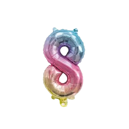 Verjaardagsballon nummer 8 Regenboog 36cm