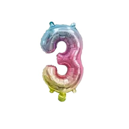 Verjaardagsballon nummer 3 Regenboog 36cm