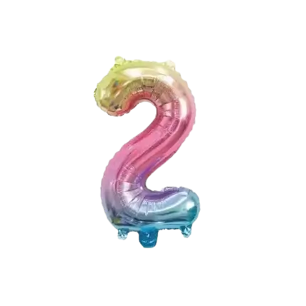 Verjaardagsballon nummer 2 Regenboog 36cm