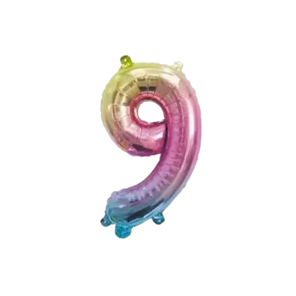 Verjaardagsballon nummer 9 Regenboog 36cm