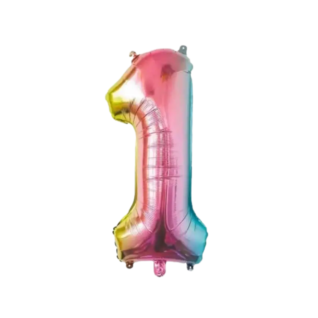 Verjaardagsballon Nummer 1 Regenboog 86cm