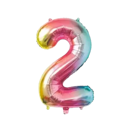 Verjaardagsballon nummer 2 Regenboog 86cm
