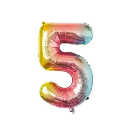 Verjaardagsballon nummer 5 Regenboog 86cm