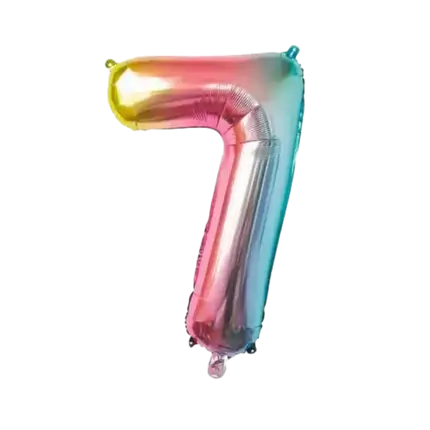 Verjaardagsballon nummer 7 Regenboog 86cm