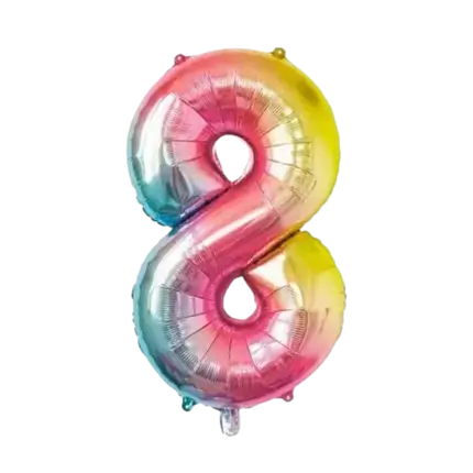 Verjaardagsballon nummer 8 Regenboog 86cm