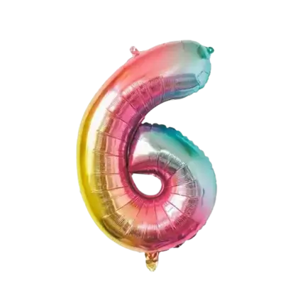 Verjaardagsballon Nummer 6 Regenboog 86cm