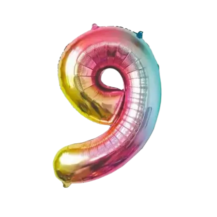 Verjaardagsballon nummer 9 Regenboog 86cm