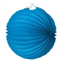 Ronde papieren bol lantaarn blauw 20cm