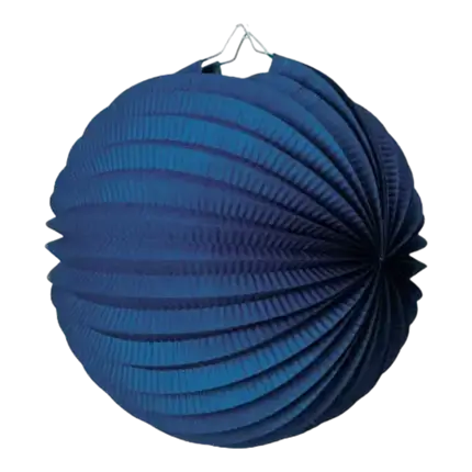 Ronde papieren bol lantaarn marine blauw 20cm