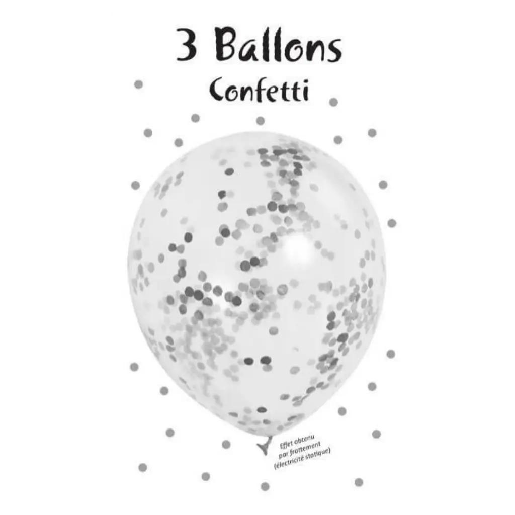 Set van 3 zilveren confetti ballonnen