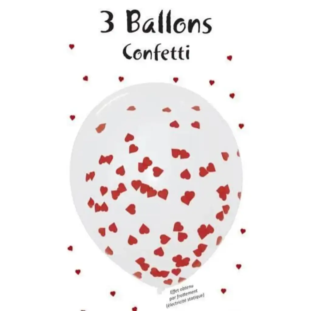 Set van 3 Rode Hart Confetti Ballonnen