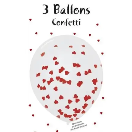 Set van 3 Rode Hart Confetti Ballonnen