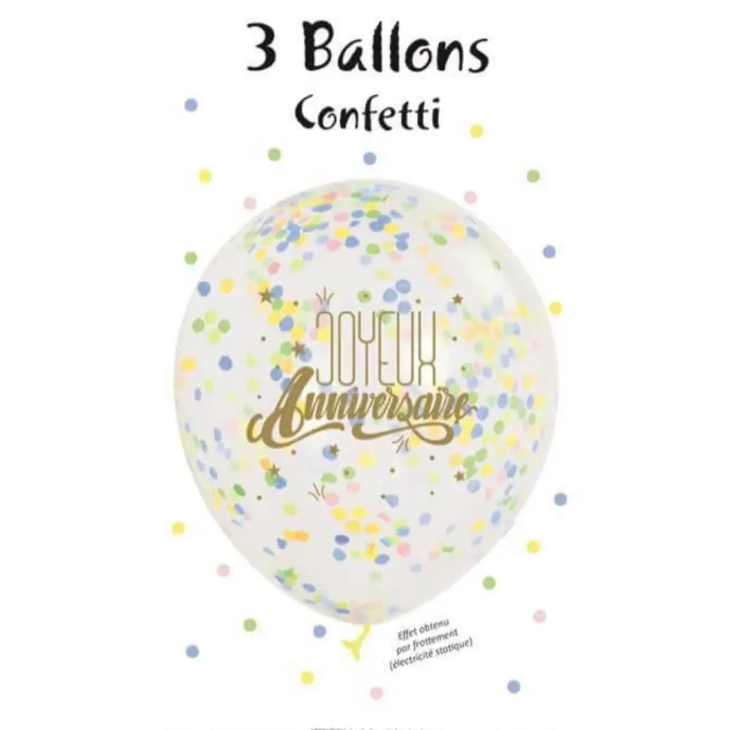 Set van 3 Pastel Confetti "Gelukkige Verjaardag" Ballonnen